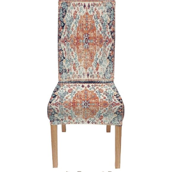 Chair Covers for Dining Chairs Set of 6 Ethnic Boho Southwest Orange Washable - Picture 2 of 5